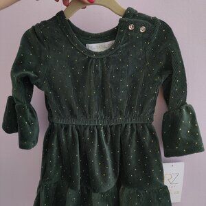 RZ by Rachel Zoe infant 12 month green velour dress nwt